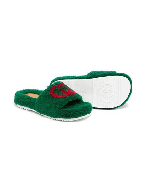 faux gucci fur slides